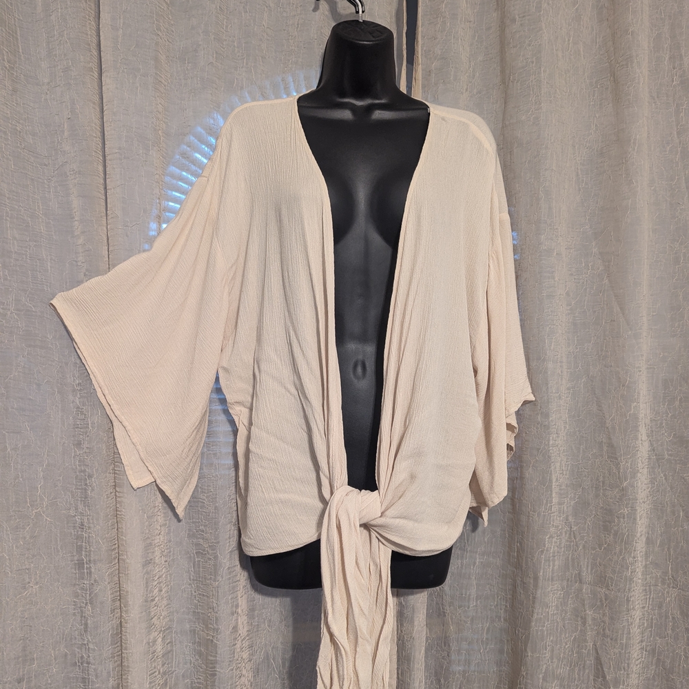 Final Touch Cream Kimono Sleeve Poncho - Picture 2 of 6
